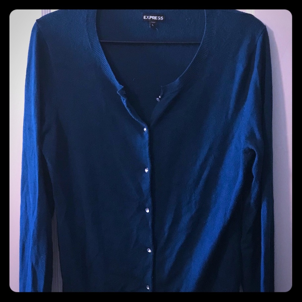 Express Large Blue Cardigan, Button Down, Euc - image 1